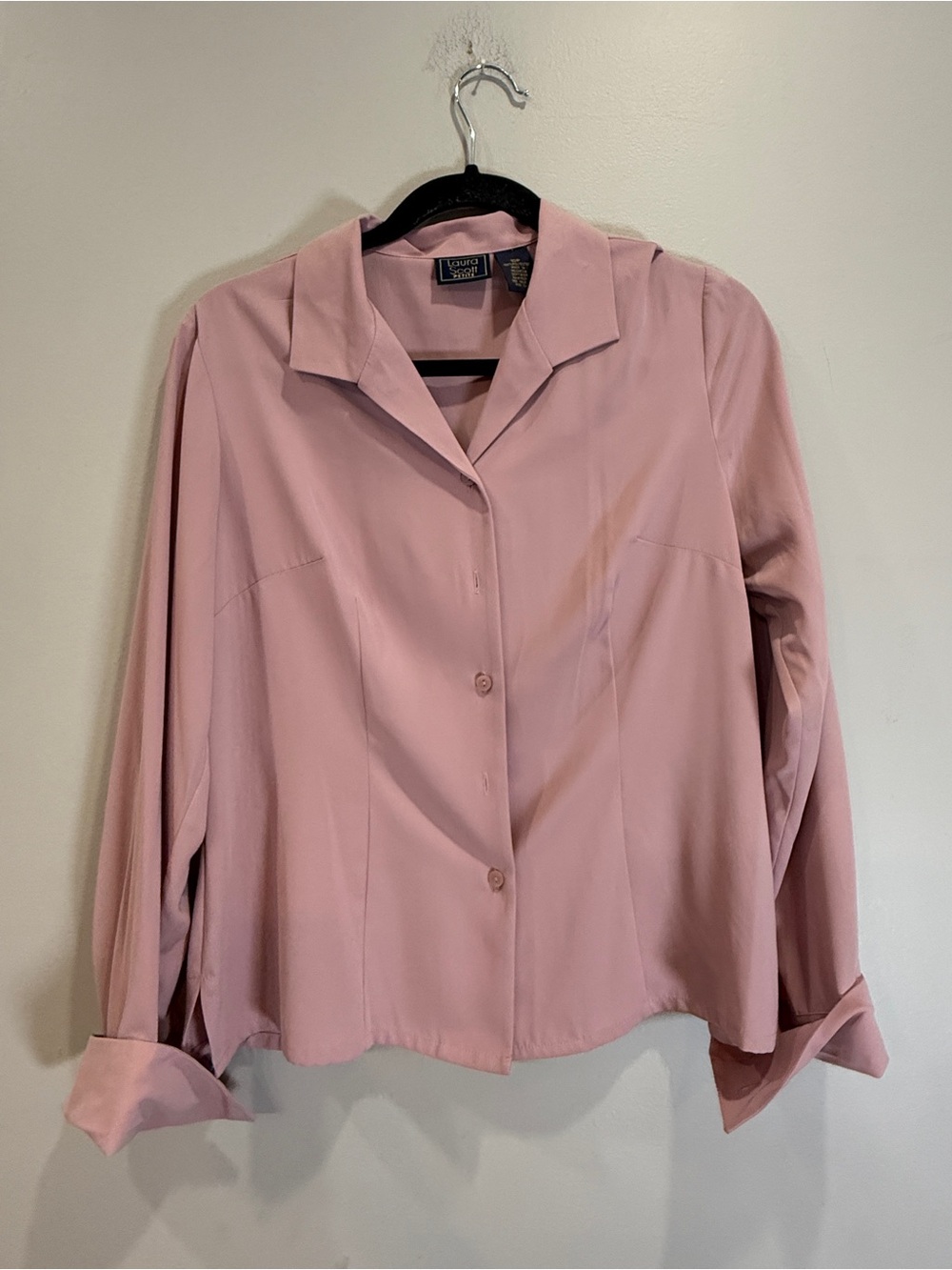 Laura Scott Pink Button-Front Women's Blouse